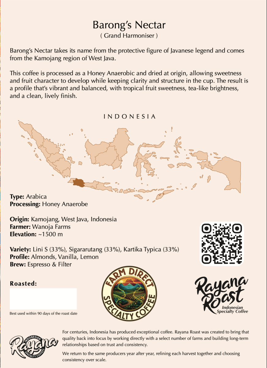 Barong’s Nectar | Arabica | Honey Anaerobe - Rayana Roast | Specialty Coffee