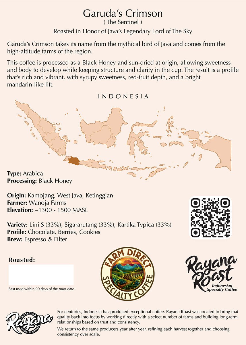 Java Black Honey 🦅 Arabica Coffee ☕️ Garuda’s Crimson - Rayana Roast | Specialty Coffee
