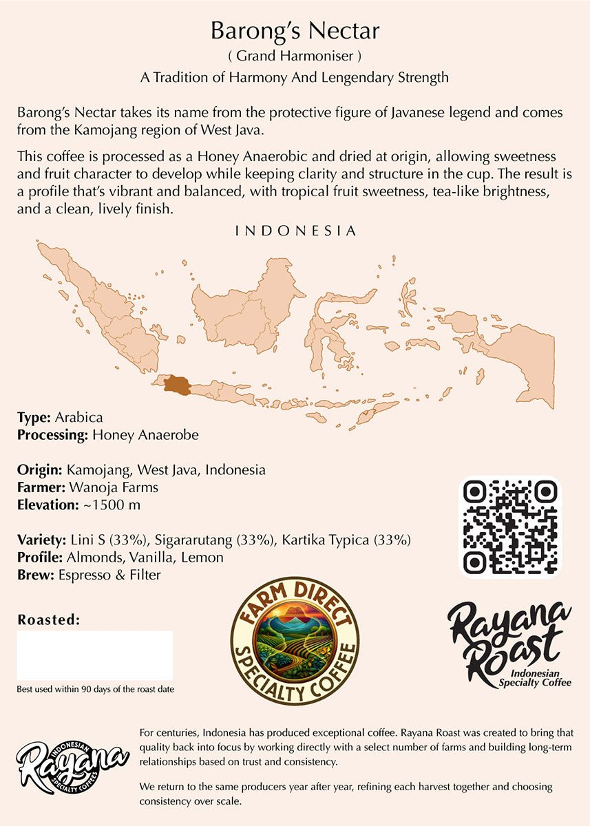 Java Honey Anaerobe 🍯 Arabica Coffee 🐲 Barong’s Nectar - Rayana Roast | Specialty Coffee