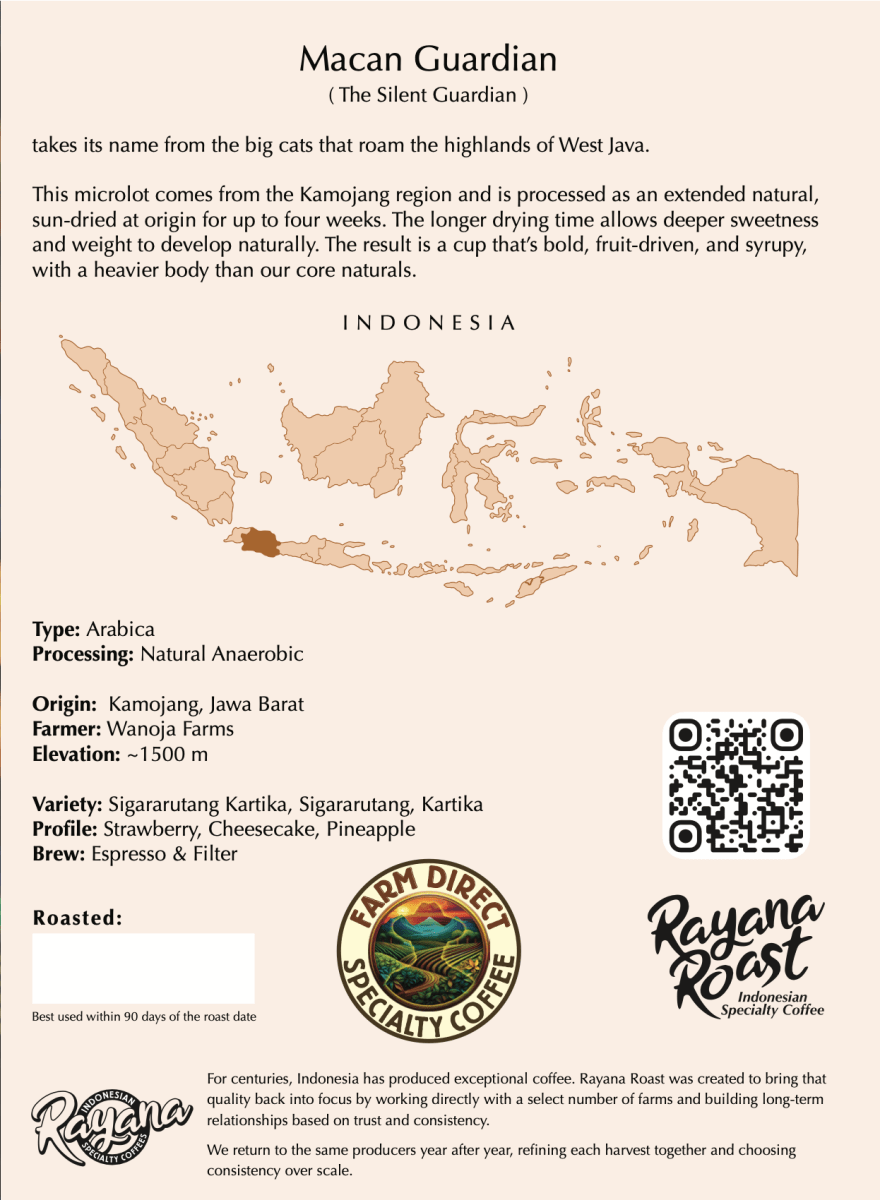 Macan Guardian | Arabica | Extended Natural - Rayana Roast | Specialty Coffee