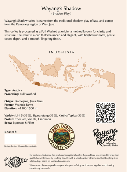 Wayang’s Shadow | Arabica | Full Washed - Rayana Roast | Specialty Coffee